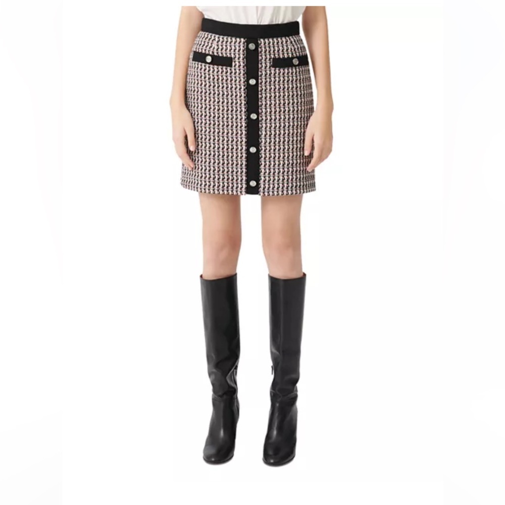 Maje Jivi Metallic Tweed Mini Skirt In Multicolour